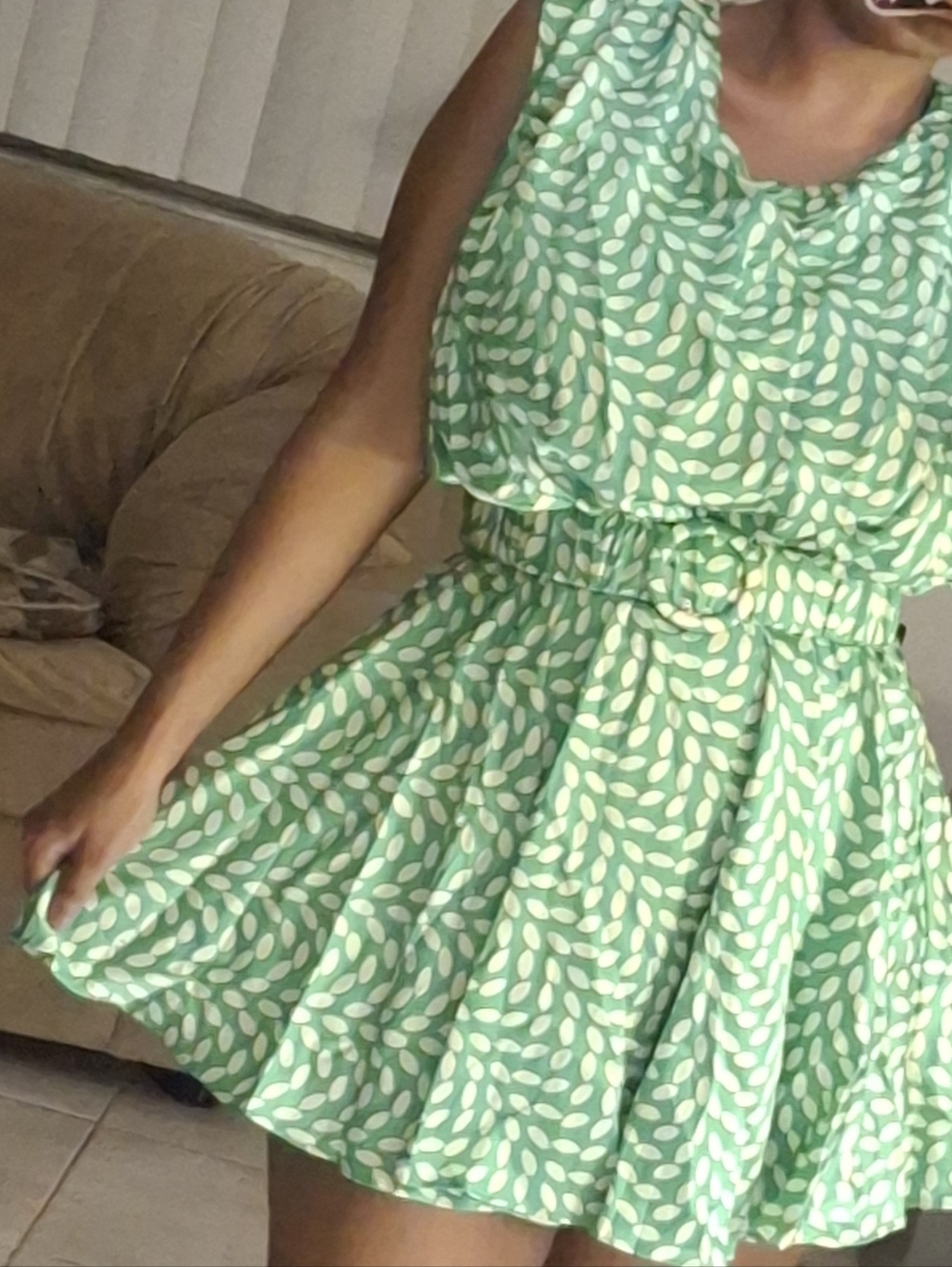 Sleeveless Belted Mini Dress